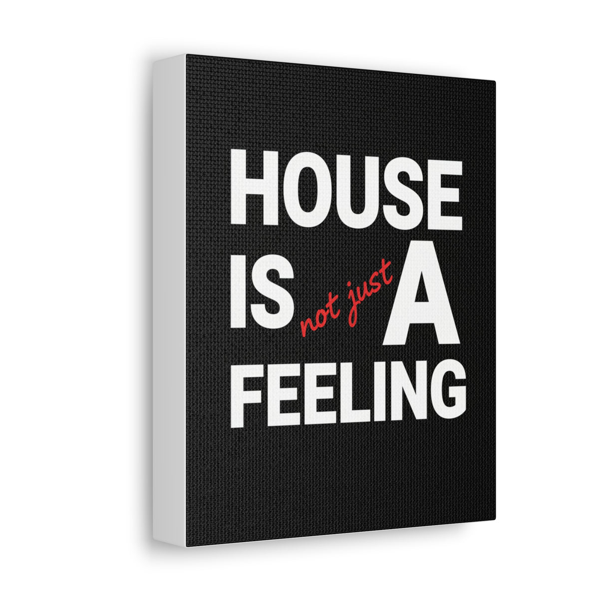 House Is A Feeling wall art Stretched Canvas | Typography black white red