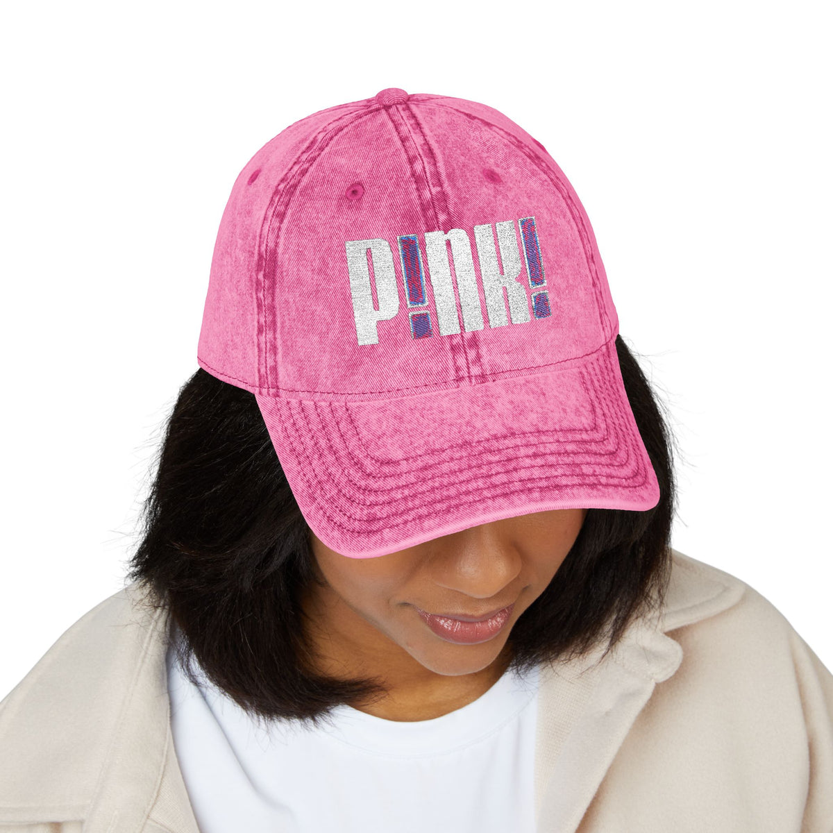 Distressed Embroidered P!NK! Cap | Vintage Washed Baseball Hat