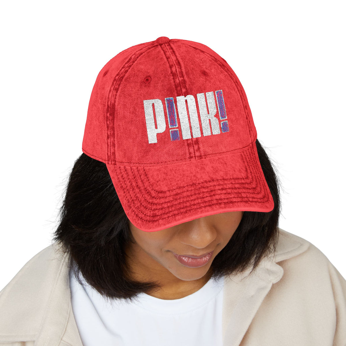 Distressed Embroidered P!NK! Cap | Vintage Washed Baseball Hat