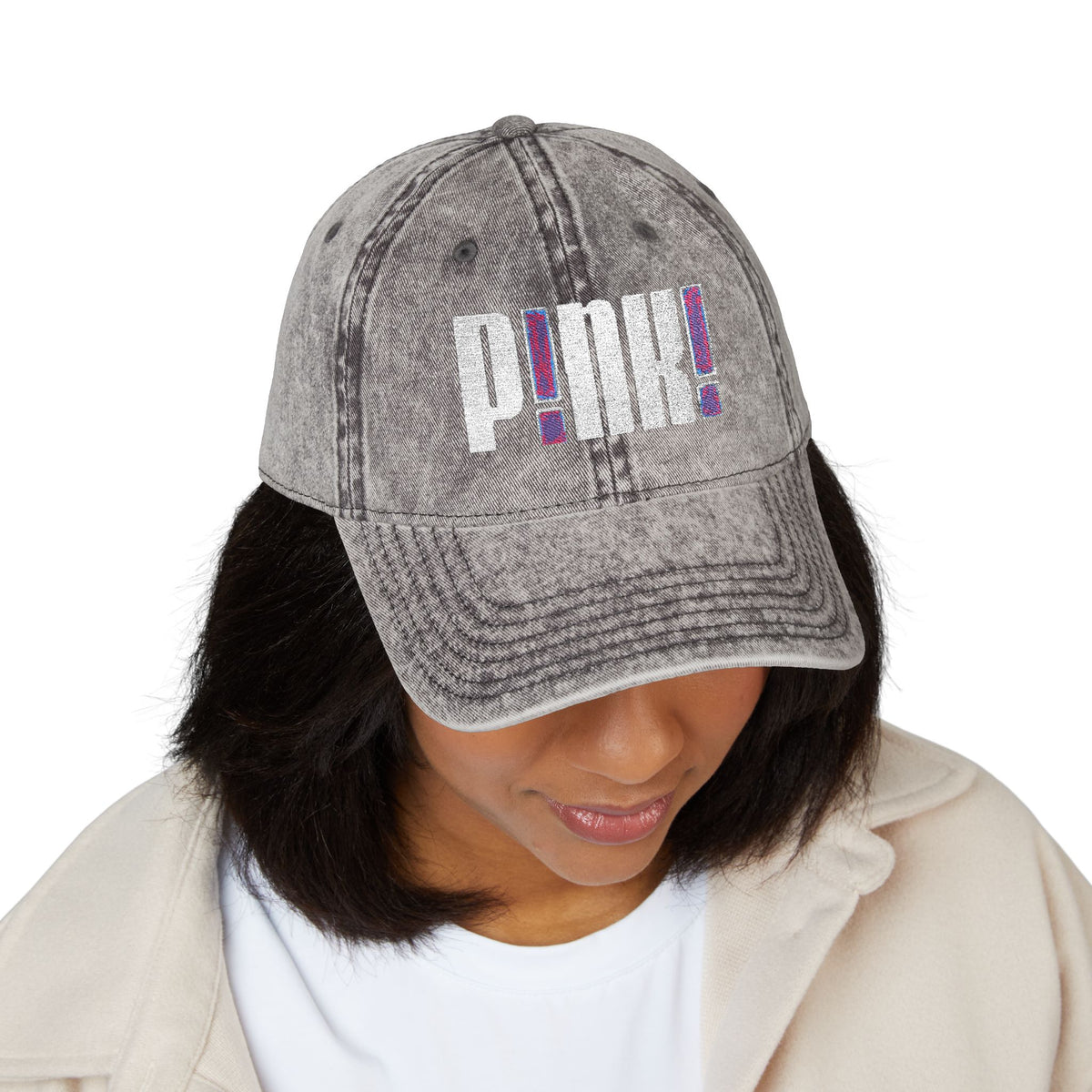 Distressed Embroidered P!NK! Cap | Vintage Washed Baseball Hat